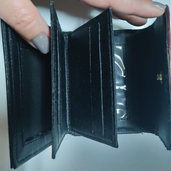 Design Collection Women Black Burgundy Leather Wallet Snap closure, Gift for Her - Picture 7 of 11